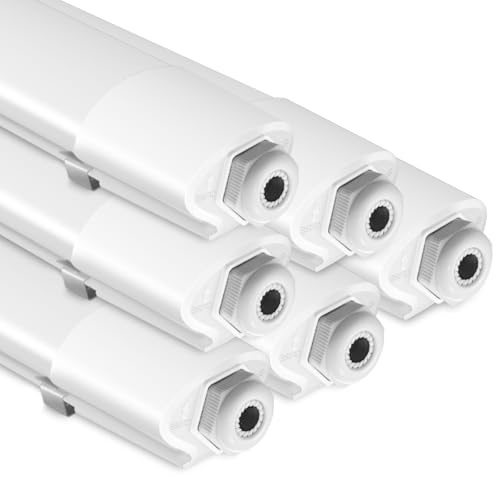 zemty 6 Stücke Feuchtraumleuchte LED Röhre 120CM, 3000K/4000K/6500K 36W 3960LM LED Deckenleuchte, IP65 Wasserfest Lichtleiste für Kellerlampe, Werkstattlampe, Küchenlampe, Badlampe