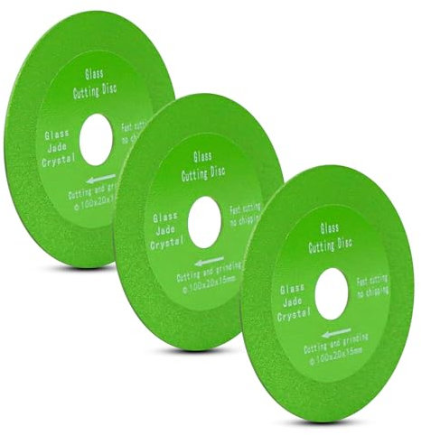 YIWONFU 3Pcs Disco Corte Cristal 100mm(Diámetro Interior 20mm), 1 mm Ultrafino Disco de Corte de Cristal con Anillo Interior