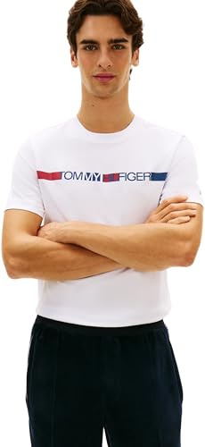 Tommy Hilfiger Herren Brand Love Stripe Tee Mw0mw42368 S/S T-Shirt (1er Pack)