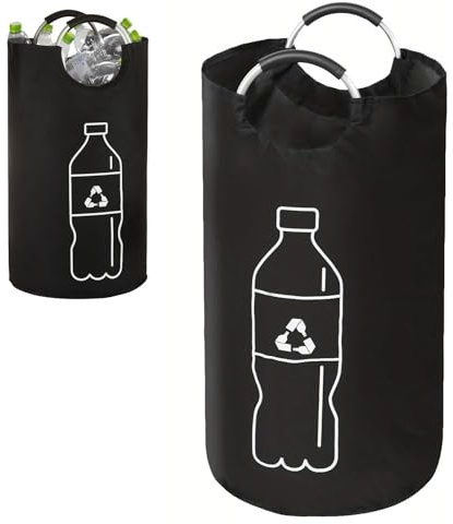 QingWing 90 L Collecteur de Bouteilles de Consigne, Panier à Linge Pliable avec Poignées Souples, Collecteur de Bouteilles, Conteneur pour Vides et Verre Usagé Stocker des Vêtements(Noir)