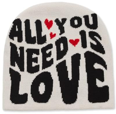 YAMEIZE Beanie Mütze Herren Damen Buchstabendruck Mütze Slouchy Skull Cap Winter Knit Mütze Hip Hop Fashion Beanie