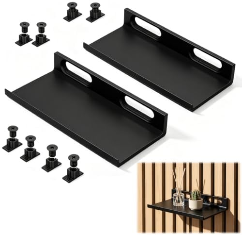 AXVRAV 2 Stück Regal für Akustikpaneele 15 × 9 cm, Akustikpaneele Zubehör Ohne Bohren, Vertikale Horizontale Paneele Zubehör mit 8 Schrauben Wandregal für Pflanzen Deko Büro Wohnzimmer Schlafzimmer