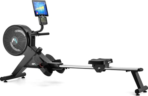 Gymtek Rudergerät XR1500, Rudergerät für Zuhause mit Magnetisch-luftbasiertem Widerstand, 8 Stufen, Tablet-Halterung, Kabellose Pulsmessung, Rudermaschine Kompatibel mit Polar