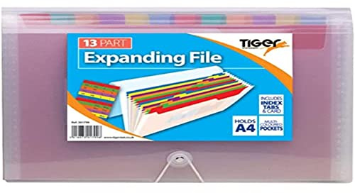 Tiger A4 Rainbow Expanding File, 13-Part with Elastic Closure
