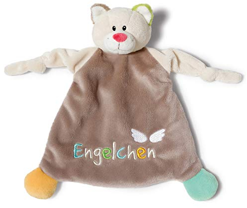 NICI Schmusetuch Katze ‚Engelchen´ 25 x 25 cm – Katze Schnuffeltuch ab 0+ Monaten – Kuscheltuch für Babys & Kleinkinder – Baby Kuscheltier / Schnuffeltuch – Schmusetuch für Mädchen & Jungen – 40035