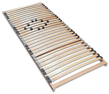 Coemo Stabiler 7-Zonen Lattenrost Basic | Lattenrahmen starr 120 x 200 cm | 28 Leisten | Duo-Kappen | Härtegrad-Regulierung 4-Fach einstellbar | Bettrahmen Buche Rahmen | Made in Europe