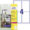AVERY Zweckform L4774-8 Wetterfeste Folienetiketten (32 Klebeetiketten, 99,1x139mm auf A4, extrem stark selbstklebend, wasserfest, strapazierfähig, bedruckbare Outdoor Klebefolie) 8 Blatt, weiß