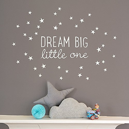 AdaCarroll Wandtattoo, Motiv Dream Big Little One Star, Vinyl, für Kinderzimmer, 50 kleine Sterne