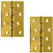 A&H™ 4 x 2.⅝ Inch - 102mm x 67mm x 2.1mm Heavy Duty Double Steel Washered Door Hinges 1 Pair (2 Hinges) Polished Brass