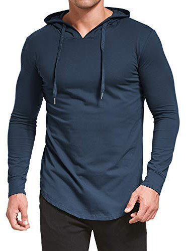 AIYINO Men's S-5X Long Sleeve Fashion Athletic Hoodies Workout Sweatshirt Hip Hop Pullover Hooded (5XL Navy)