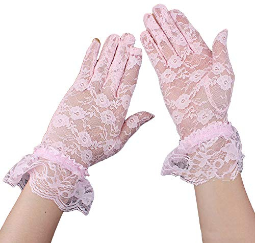 AWOCAN Damen Spitze Elegant Kurze Handschuhe für Hochzeit, Party, Tee Party, Prom und Abend - Courtesy Sommer - Rose, One Size