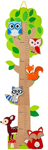 alles-meine.de GmbH Messlatte - Holz Motivwahl Baum - Eule & Wald Tiere - zum Klappen/Falten - von 80 cm bis 155 cm - Meßlatte klappbar - Holzmeßlatte - Kinderzimmer für Ki..