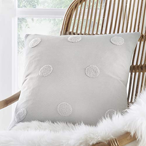 Appletree Boutique - Zara - Tufted Spots Cushion Cover - 43 x 43cm in Silver with Silver Dots