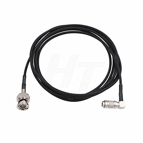 HangTon Thin Flex 3G HD-SDI Video Coaxial Cable 75 ohm Right Angle DIN 1.0/2.3 to Male BNC for Blackmagic Camera Video Assist Monitor 2m