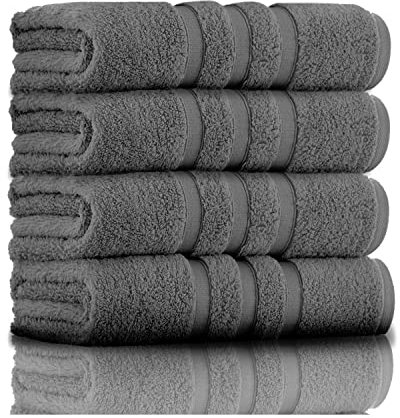 GC GAVENO CAVAILIA 550 GSM Hand Towels - Pack of 2 - Egyptian Cotton Towel - Highly Absorbent & Quick Dry Bathroom Towels Sets - Washable Spa Saloon Gym Towel, Charcoal