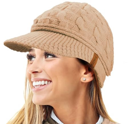 RockJock Damen Schirmm�TZE Zopfmuster Warm R80 Teddyfleece Gef�tterte M�TZE Winterm�TZE