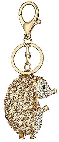 WANLIAN Funkelnder Igel Strass Schlüsselanhänger,schöner goldener Tieranhänger (Gelb)