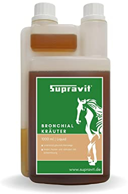 Supravit Bronchialkräuter Pferd I 1000ml Dosierflasche | 100% natürlich I unterstützt natürlich | flüssige Kräutermischung für Pferde | Mit 14 Kräutern