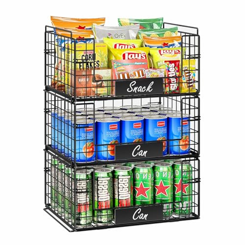 JKsmart 3 Pack XXL Stackable Wire Baskets, Pantry Organizers and Storage