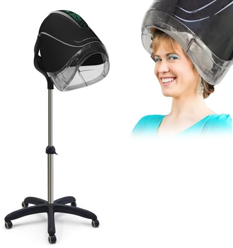 Secador de pelo de pie 1000W Secador de pelo digital con capucha ajustable secador de pelo piso con capucha secador de pelo profesional salón máquina para peluquería estilo negro Elitzia