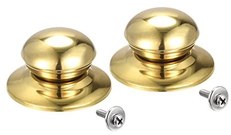 sourcing map 2 Stück Universal Topfdeckel Knopf 41 x 24mm Gold Ton | Edelstahl Ersatzknopf, Für Topfdeckeldeckel