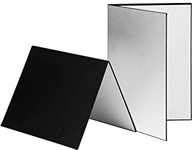 Andoer 3-in-1 Photography Cardboard Paperboard Folding Photography Reflector Diffuser Board (Black + White + Silver) for Still Life Product Food Photo Shooting, A4 Size