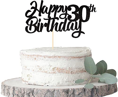 1 Stück Happy 30th Birthday Cake Topper Glitter 30 Geburtstag Tortendeko Prost auf 30 Jahre alt dreißig fabelhafte Tortendekorationen 30 Geburtstag Party Kuchen Dekoendeko Schwarz