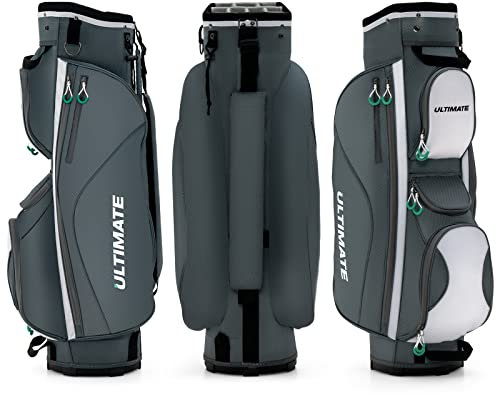 GOPLUS Sac de Golf trépied, Sac de Chariot de Golf léger avec 14 Compartiments séparés au Dessus, 7 Poches zippées, Poche pour Objets de Valeur, Sac Isotherme pour Boissons, bandoulière