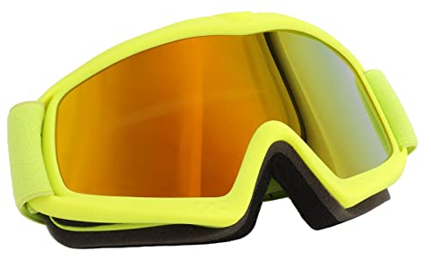 Skibrille HD-beschichtete Gläser -Skibrille Stoßfest Einstellbar Anti-Fog HD UV-Schutz Weitsicht Mädchen Zum Reiten (Gelb)