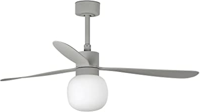 Faro Amelia Großer Kugel-LED-Deckenventilator Smart in Grau, 20 W, 2700 K, 6 Geschwindigkeiten