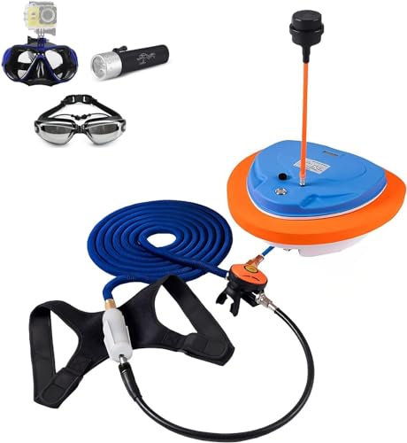 Sistema de ventilación de Buceo de 5 Horas con Soporte para máscara, Equipo de Buceo, Juguetes de Buceo, Bomba de Aire Flotante, Tanque con Tubo telescópico de 10 m y regulador de respiración
