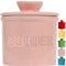 PriorityChef Französischer Buttertopf für Theke mit Wasserlinie, auf Anfrage, streichbare Butter, Keramik-Butterbehälter zum Ablassen auf der Theke, französische Butterdose, Rosa