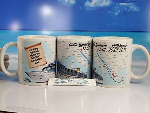 Kreuzfahrt Tasse, jedes Schiff, jede Kreuzfahrt, Deine individuelle Kreuzfahrt-Tasse.