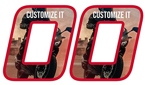 labelbike 2 Adesivi Moto Numeri Personalizzati Numero Custom '0' | Altezza numero 13 cm, Decorazione