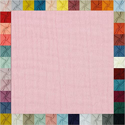 Hochwertiger Musselin Stoff Meterware - weicher Baumwollstoff für Kleid Baby Decke Tuch Tagesdecke Bettwäsche ÖkoTex Double Gauze uni Baumwollstoffe Dekostoff Stoffe zum Nähen Meterware (rosa)