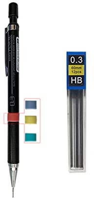 0.3/0.5/0.7/0.9mm Bleistift mit Bleistangen Set Kunststoff Mechanischer Bleistift für Schule Schreiben Kunst Zeichnung Zubehör Kawaii Schreibwaren (0,3mm+Bleikern)