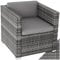 TecTake® Cosy Rattan Garden Armchair, UV-Resistant Poly-Rattan, Steel Frame, Removable Water-Repellent Washable Covers, Easy Clean Single Sofa Chair for Patio, Conservatory, Summer House - grey