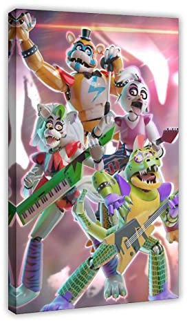 FNAF Security Breach Band Leinwand Poster Leinwand Poster Wandkunst Dekor Druck Bild Gemälde für Wohnzimmer Schlafzimmer Dekoration Rahmenstil 50 x 75 cm