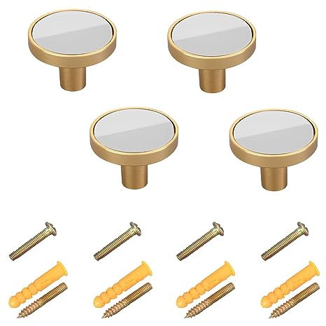 GuoChe Grey 4Pcs Kitchen Door Knobs for Cabinet Drawer Handles and Knobs Wooden Drawer Knobs for Kitchen Cabinet Wardrobe 1.26 Inch
