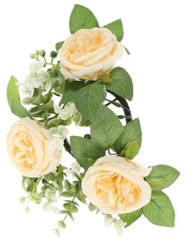 VINTORKY Künstlicher Rosen-kerzenring Mit Blattkranz Stilvolle Tischdekoration Für Hochzeiten Partys Und Feste Langlebig Und Pflegeleicht Für Romantische Anlässe Und Heimdeko