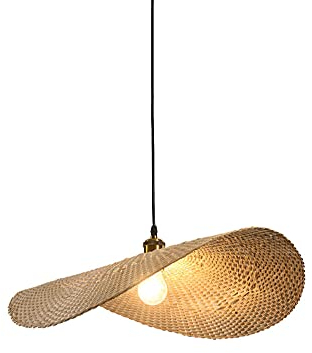 MODEBHD Bambus-Hängeleuchte, rustikaler Strohhut, handgewebt, südostasiatischer Stil, Rattan-Lampe, natürliche, helle Pendelleuchte, Beleuchtungszubehör