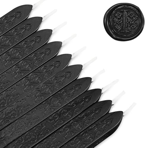 MeYuxg 10 Stück Siegelwachs Schwarz mit Dochten, Vintage DichtungsWachs, Wachssiegel Stock, Siegelwachs, Siegellack Schwarz für Briefsiegel & Wachssiegel Stempel (Schwarz)