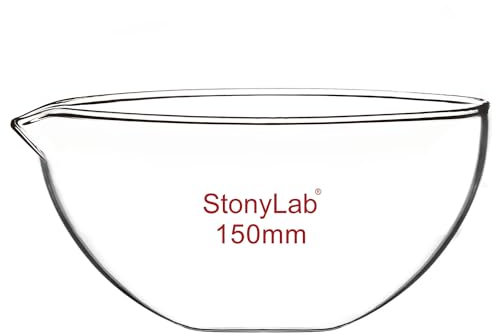 stonylab Evaporating Dish, Borosilicate Glass Mixing Dish Bowl Flat Bottom Evaporation Basin for Mixing, Evaporating, and Dissolving, 150 mm