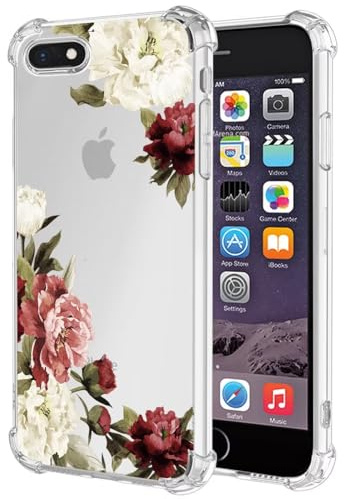Jhxtech Phone Case for iPhone 6 Plus Case, iPhone 6S Plus, Apple 6 Plus girls women, Slim Shockproof Clear Floral Pattern Soft Flexible TPU Protective Cover for Apple iPhone 6 Plus Blossom Flower