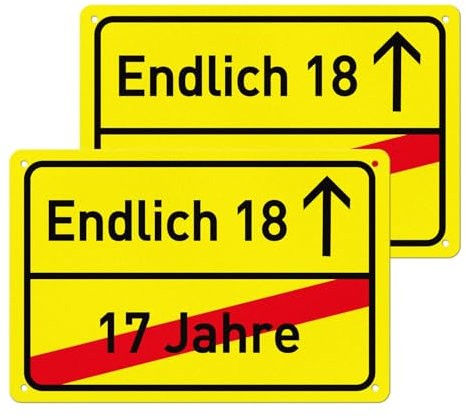 YIKIADA 18 Geburtstag Schild 30 × 20 cm Kunststoff Endlich 18 Party Deko Geschenkideen Geburtstagsparty Dekoration für Mädchen und Junge 2 Stück