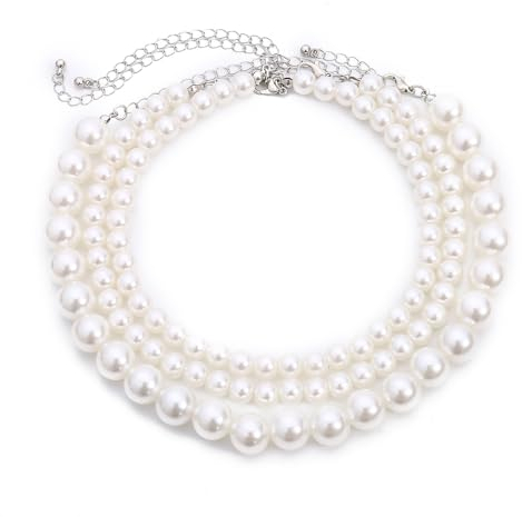 Ryaupy Simulierten Perle Halskette Halsband 3-reihig Perlen kette Multi Strang Perle Choker Kurze Perlenkette für Frauen Mädchen Party Geburtstag Hochzeit Schmuck Geschenke