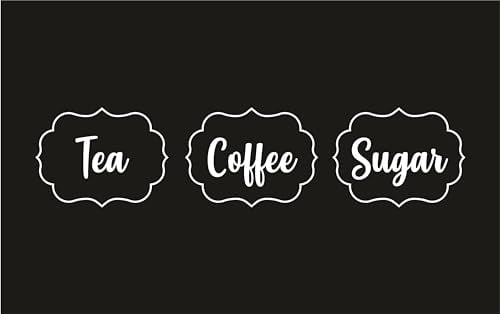 Coffee Tea Sugar Canister Stickers Self Adhesive Waterproof Vinyl Kitchen Decal White 80mm by 60mm Each