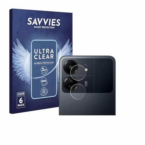 savvies Protector Pantalla para Xiaomi Poco C65 (SÓLO Cámara) (6 Unidades) Película Ultra Transparente