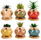 Set 6 Pezzi Vasi In Ceramica Fiori Piante Grasse Gufi Con Sotto Vaso In Bambù Foro Centrale Cactus Decorazione Interno Esterno Casa Vasetto Con Foro Scarico Fioriera Contenitore - 2Barbagianni