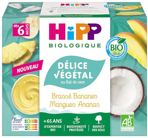 HiPP - Délice Végétal - Banane Mangue Ananas - Coupelles 4X100G
